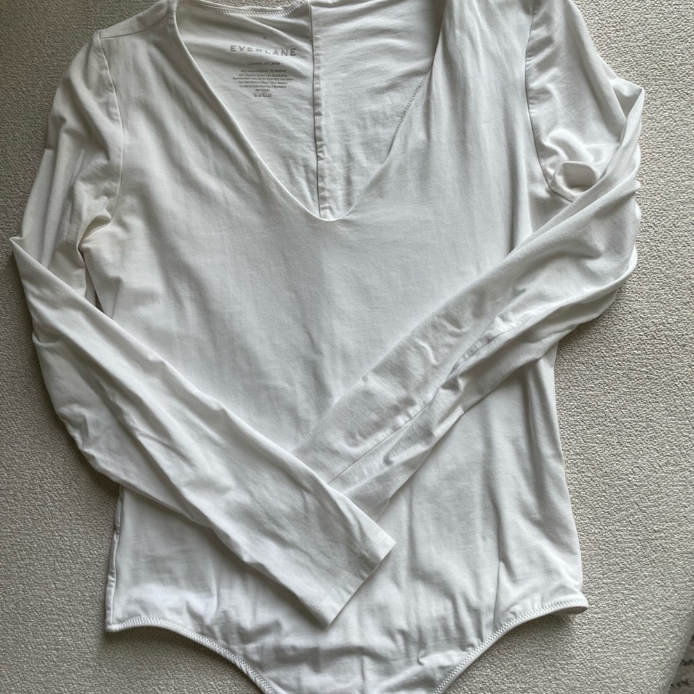 Everlane Long Sleeve V Neck Bodysuit